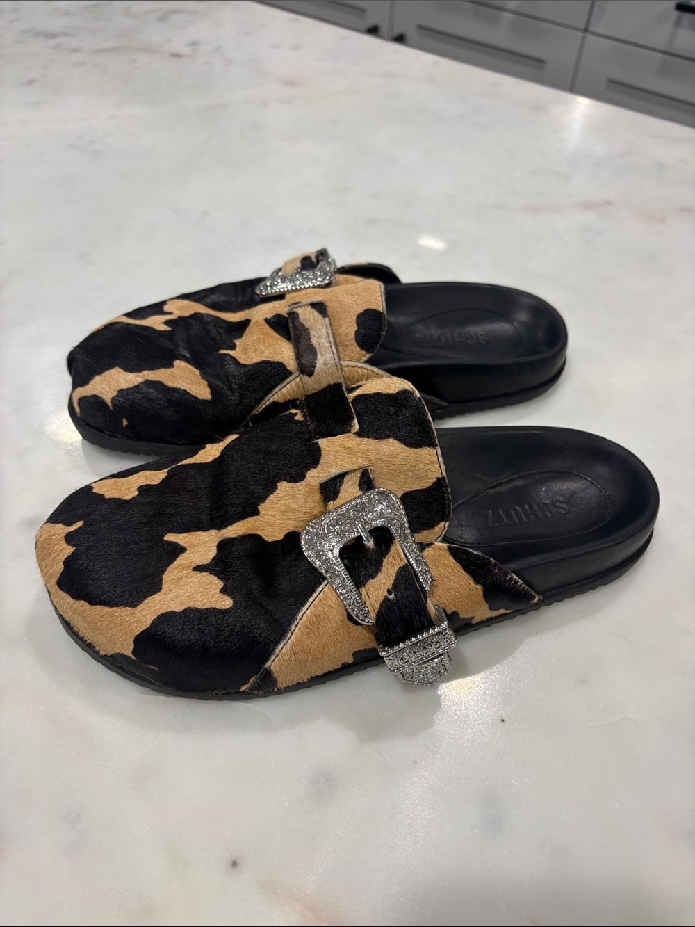 NEW SCHUTZ GRACE CALF HAIR CLOG with Western Buckle Sz 7.5